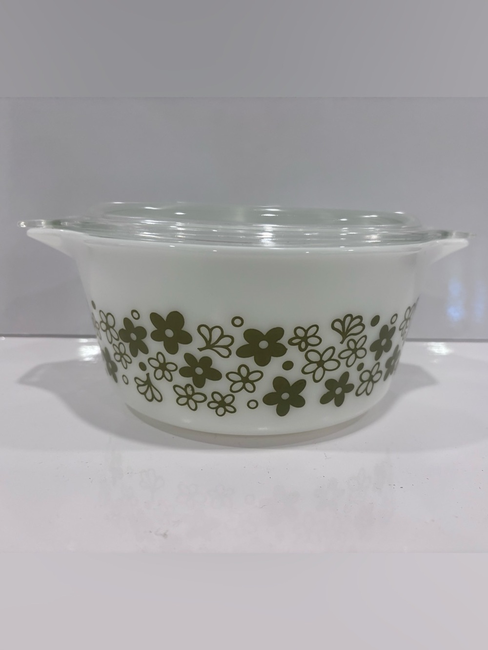 Vintage Pyrex #474-B Spring Blossom Crazy Daisy Casserole Dish with lid 474-C